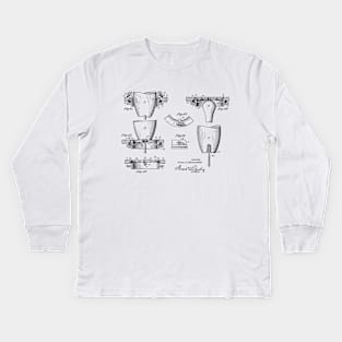 Automatic Bowling Mechanism Vintage Patent Hand Drawing Kids Long Sleeve T-Shirt